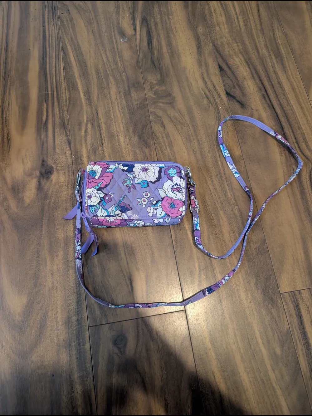 Vera Bradley Lavender Floral Quilted Crossbody Wallet